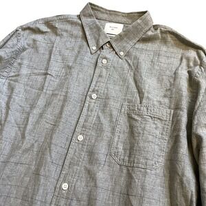 Billy Reid Cotton Brushed Flannel Button Down Men XXL Grey Plaid Made in Italy